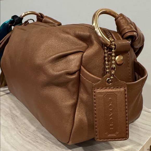 Coach Bag Parker Pleated Brown Metallic Soft Leather Shoulder Bag - Picture 5 of 16